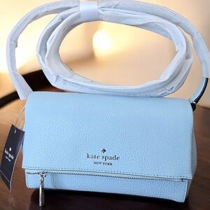 NWT Kate Spade New York Light Blue Leather Crossbody Bag MSRP $329